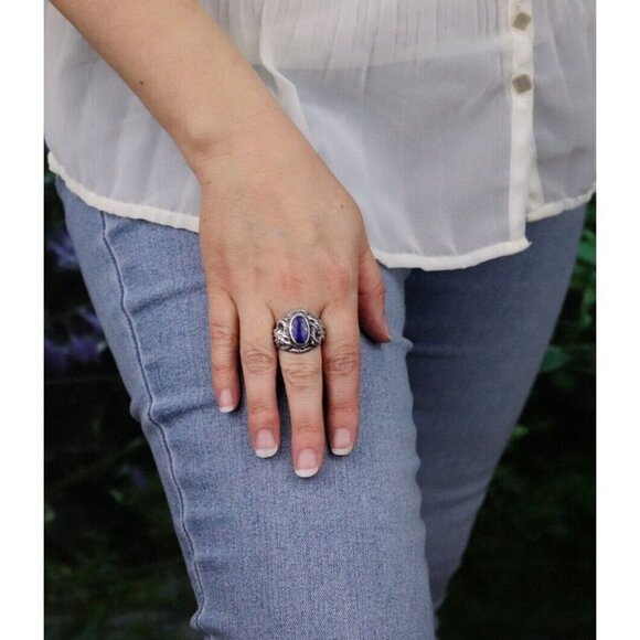 Sterling Silver Natural Lapis Lazuli Ring Size 9 1/4 - Picture 4 of 8
